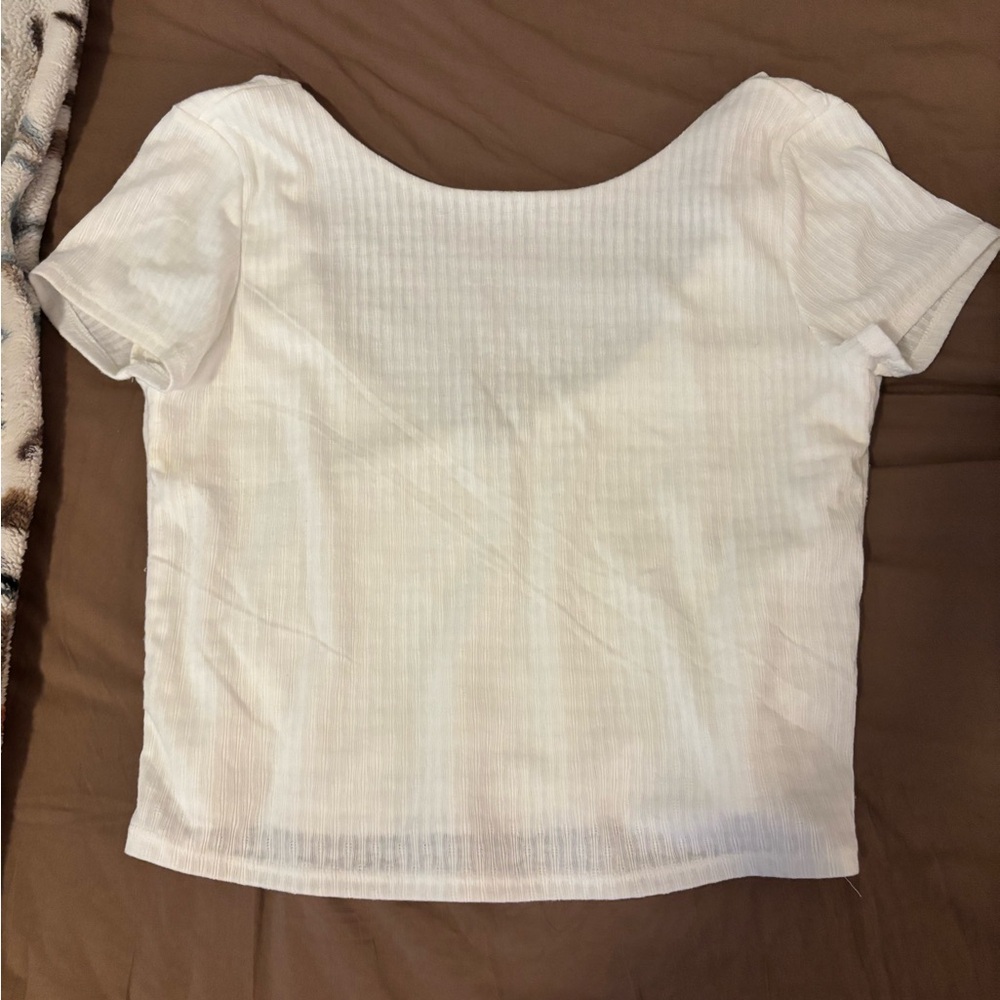White Ribbed Women's Top